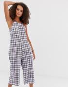 Heartbreak Jumpsuit In Grid Check-purple