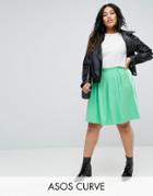 Asos Curve Mini Skater Skirt With Box Pleats - Green