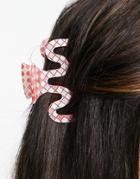 Asos Design Large Hair Claw In Pink Checkerboard