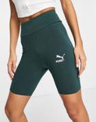 Puma Small Logo Legging Shorts In Dark Green