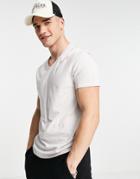Asos Design Organic Cotton Blend T-shirt With V-neck In Cream-white