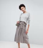 Asos Design Wide Leg Soft Pants With Pleats In Stripe-multi