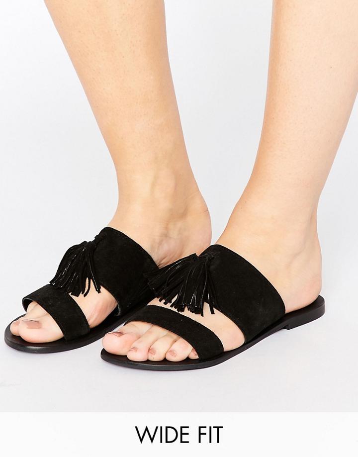 Asos Forgiven Wide Fit Suede Tassel Mules - Black