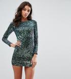 Parisian Tall Sequin Dress - Green
