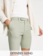 Asos Design Slim Smart Shorts In Sage-green