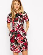 Asos Mini Dress With Drape Pockets In Floral Print - Multi