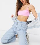 Asyou Stepped Waistband 90s Dad Jeans In Washed Blue-blues