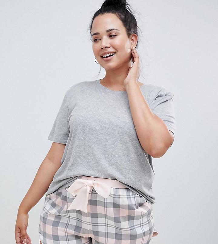 Asos Design Curve Mix & Match Gray Marl Sleep Tee - Gray