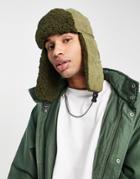 Svnx Faux Fur Trapper Hat In Khaki-green