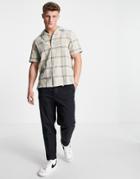River Island Short Sleeve Plaid Shirt In Green