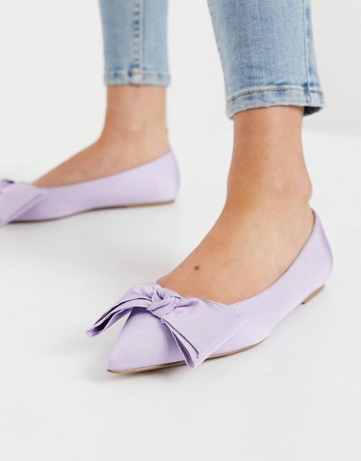Asos Design Lonnie Bow Ballet Flats In Lilac-purple