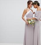 Tfnc Bow Back Pleated Maxi Bridesmaid Dress-gray