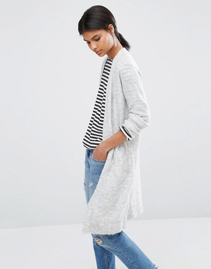 Y.a.s Nadeen Longline Knitted Cardigan - Gray