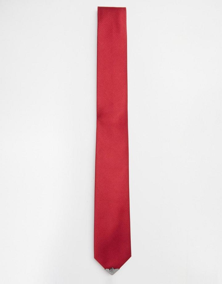 Noose & Monkey Tie With Metal Tips - Red