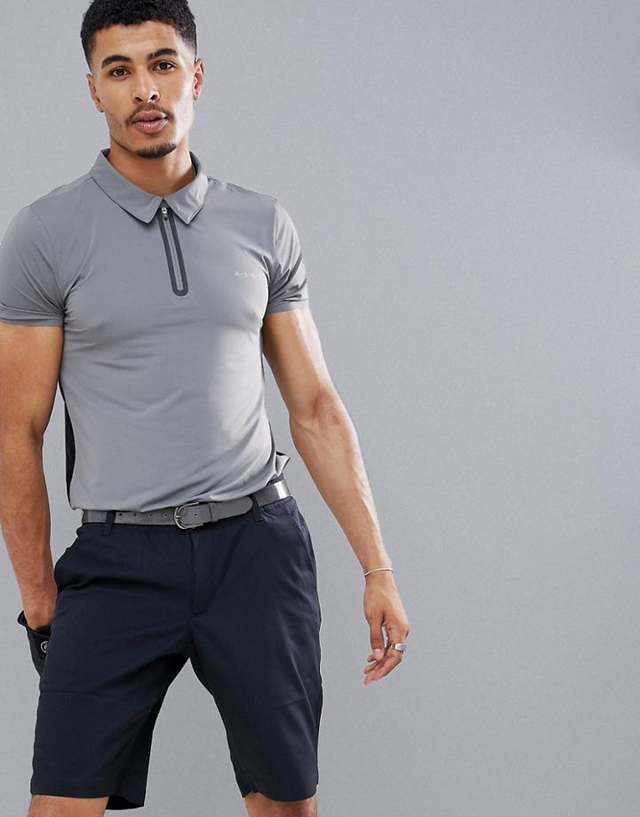 Asos 4505 Golf Polo With Bonded Zip In Gray - Gray