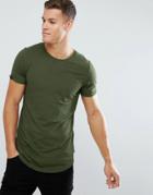 Produkt Longline T-shirt In Slub Cotton - Green