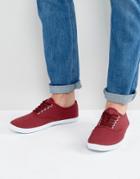 Asos Oxford Sneakers In Burgundy Canvas - Red