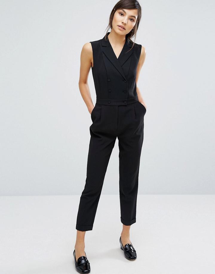 Oasis Sleeveless Tux Jumpsuit - Black