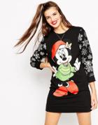 Asos Disney Holidays Minnie Mouse Sweat Dress - Black