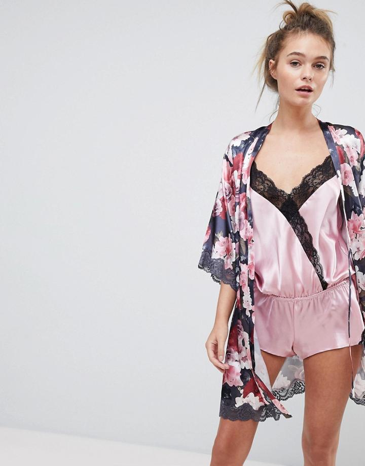 Boux Avenue Spring Floral Print Kimono Robe - Multi