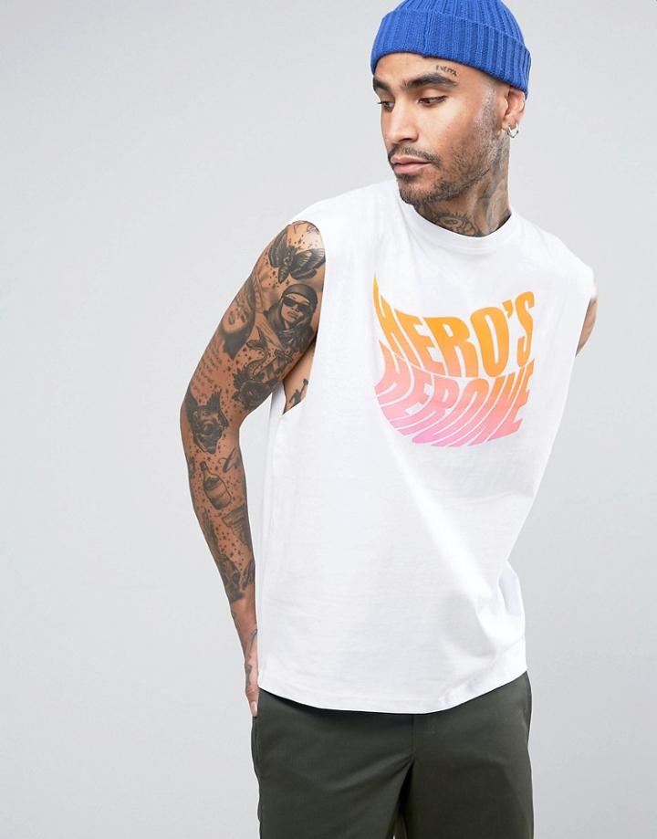 Heros Heroine Sleeveless T-shirt With Logo Print - White