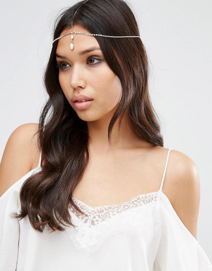 Asos Fine Drop Crystal Crown Headband - Copper