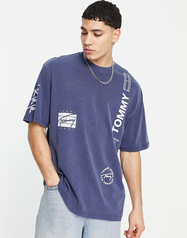 Tommy Jeans Multi-mix Logo Oversized T-shirt In Navy