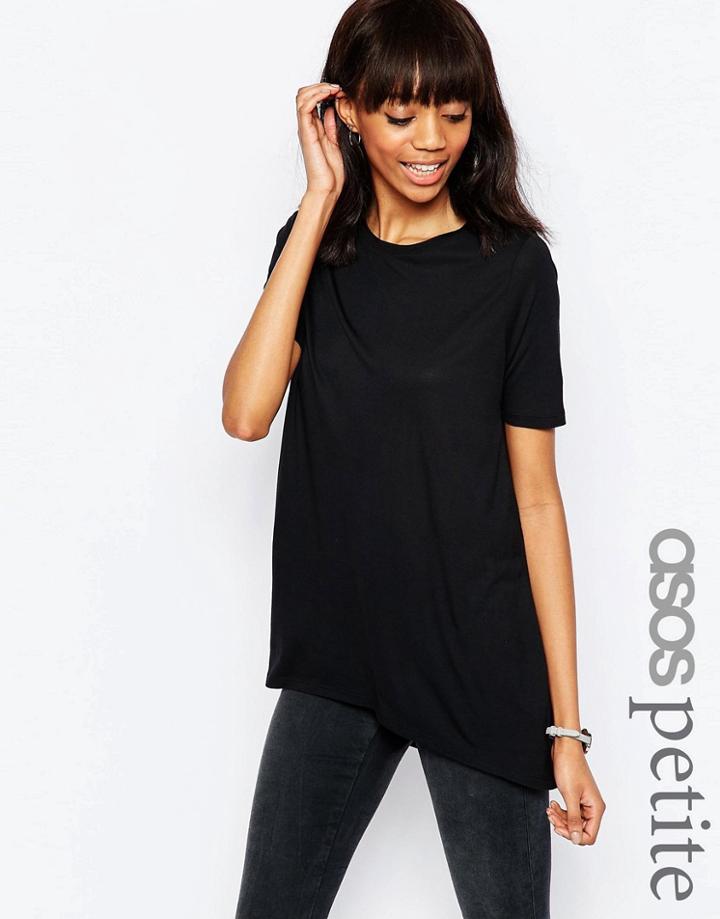 Asos Petite Top With Dip Back In Oversized Fit - White