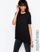 Asos Petite Top With Dip Back In Oversized Fit - White