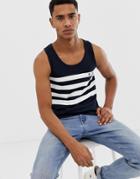 French Connection Four Stripe Tank-navy