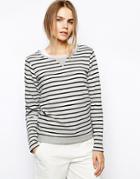 Selected Evita Sweatshirt In Stripe - Gray