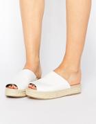 London Rebel Slide Espadrille Flat Sandals - White