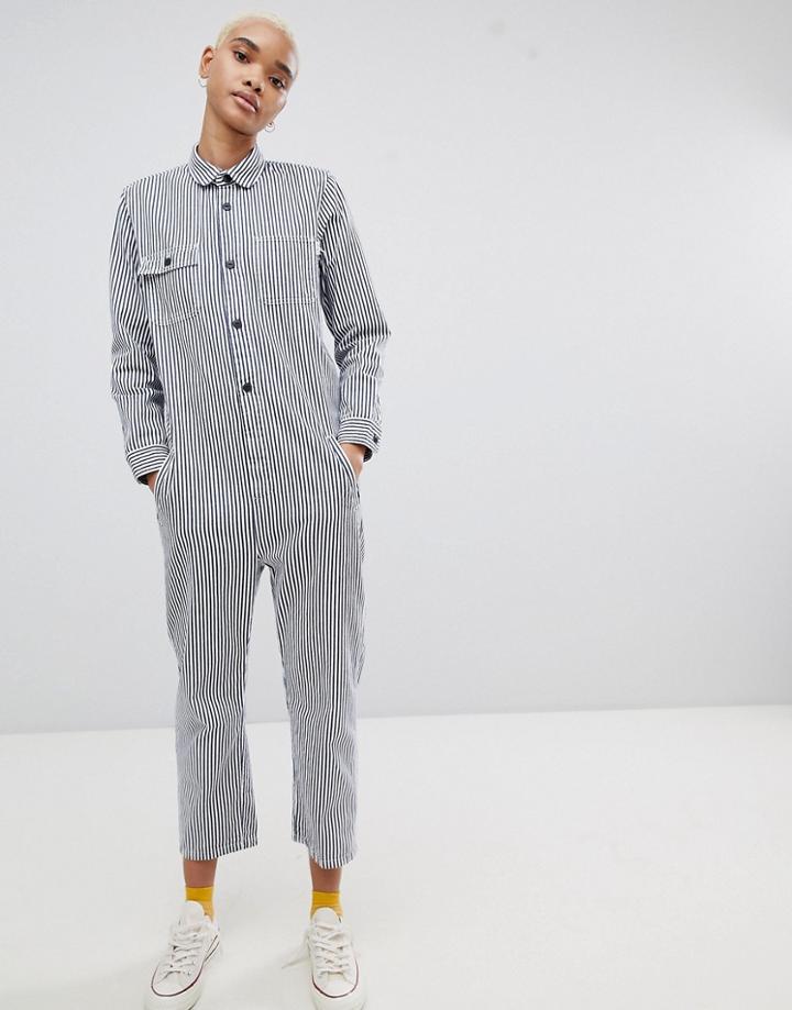 Carhartt Wip Relaxed Boiler Suit In Stripe - Blue