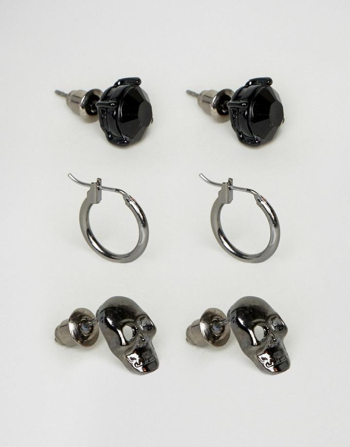 Designb Skull & Hoop Earrings In 3 Pack Exclusive To Asos - Multi