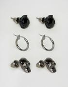 Designb Skull & Hoop Earrings In 3 Pack Exclusive To Asos - Multi