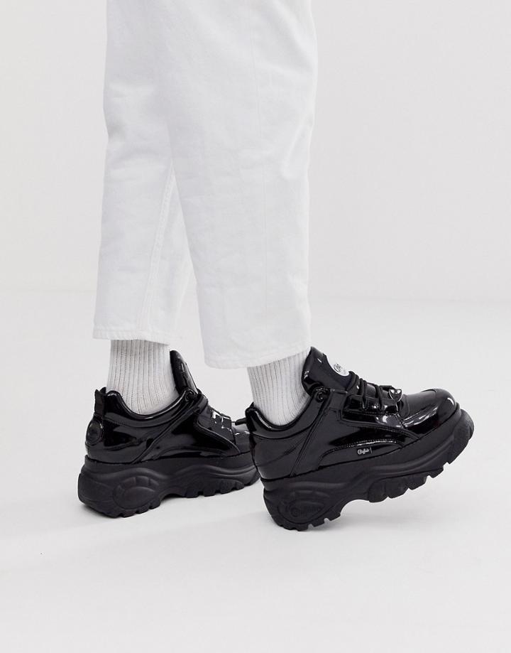 Buffalo Classic Chunky Sole Sneakers In Hi Shine Black