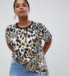 Asos Design Curve T-shirt With Animal Placement Print - Multi