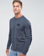 Abercrombie & Fitch Long Sleeve Top Slim Fit Legacy Print In Navy - Navy