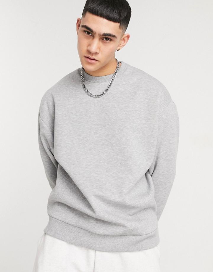 Asos Design Oversized Sweatshirt In Gray Marl-grey