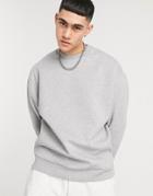 Asos Design Oversized Sweatshirt In Gray Marl-grey