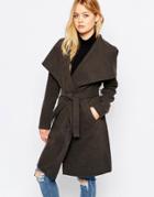 Jdy Tie Front Coat - Dark Gray Melange