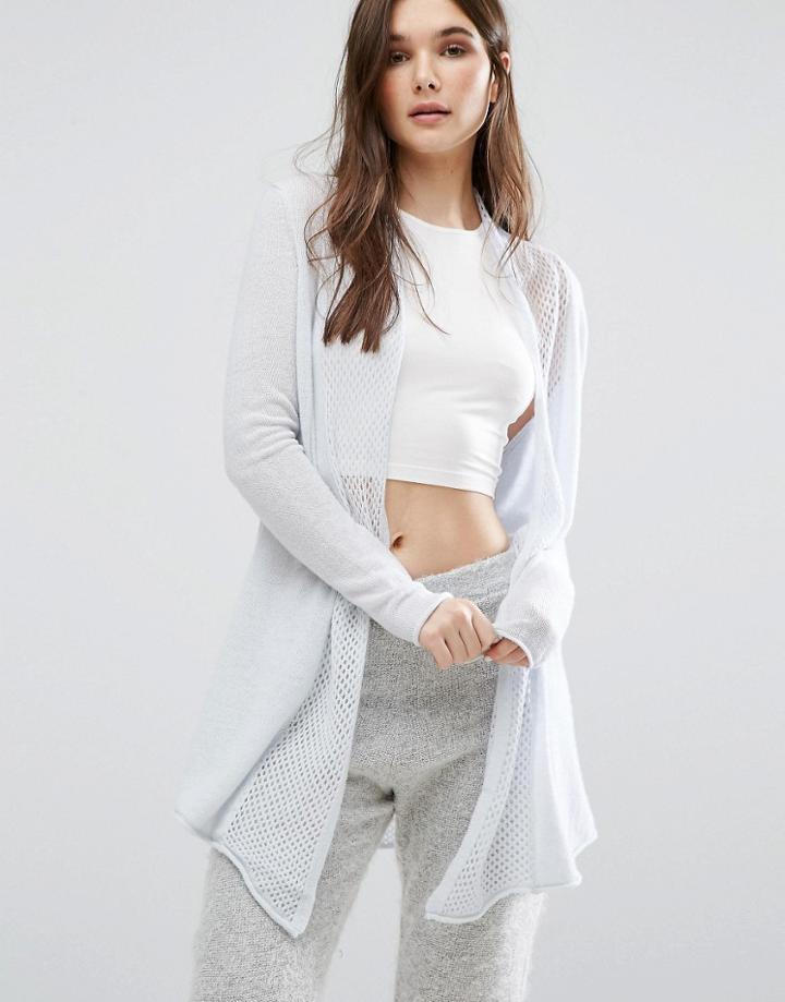 Subtle Luxury Cashmere Open Hole Cardigan - Blue
