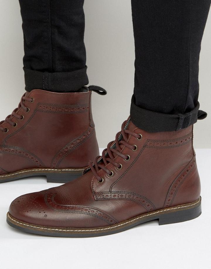 Red Tape Brogue Boots - Red