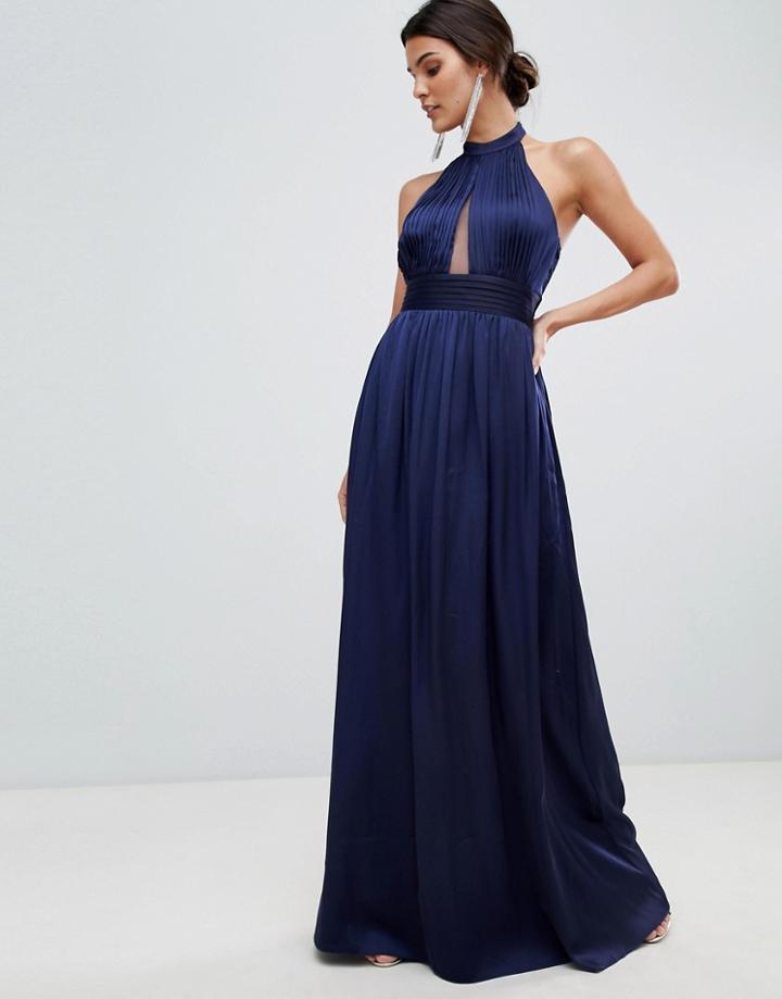 Little Mistress Keyhole Maxi Dress-navy