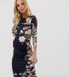 Bluebelle Maternity Midi Bodycon Dress In Floral Print - Multi