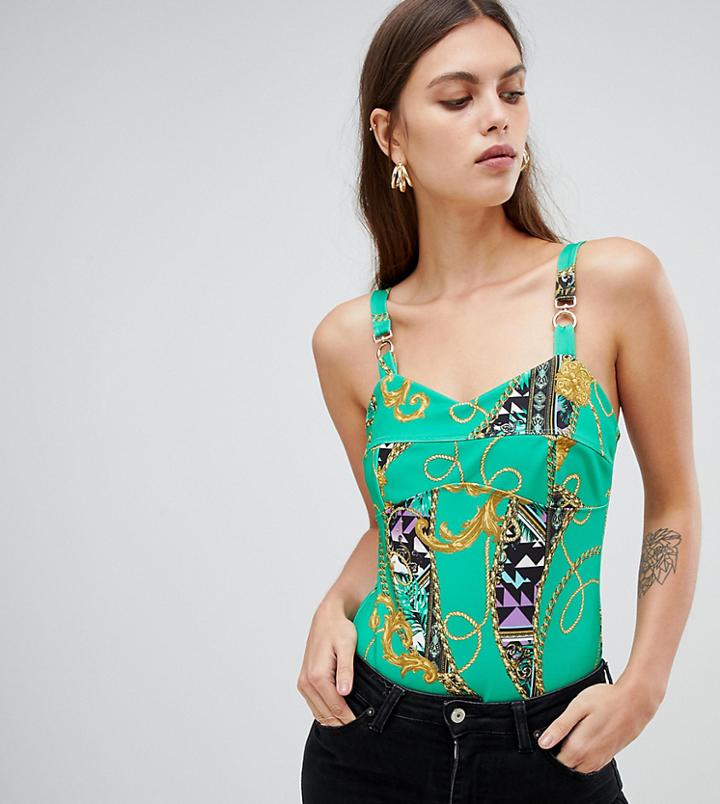 River Island Scarf Print Body In Green - Green