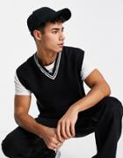 River Island V Neck Knitted Vest In Black