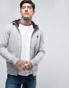 Timberland Zipthru Hoodie Back Logo Slim Fit In Gray Marl - Gray