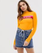 Tommy Jeans Graphic Logo High Neck Sweater - Yellow