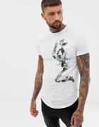 Religion Muscle Fit T-shirt With Praying Skeleton Print - White